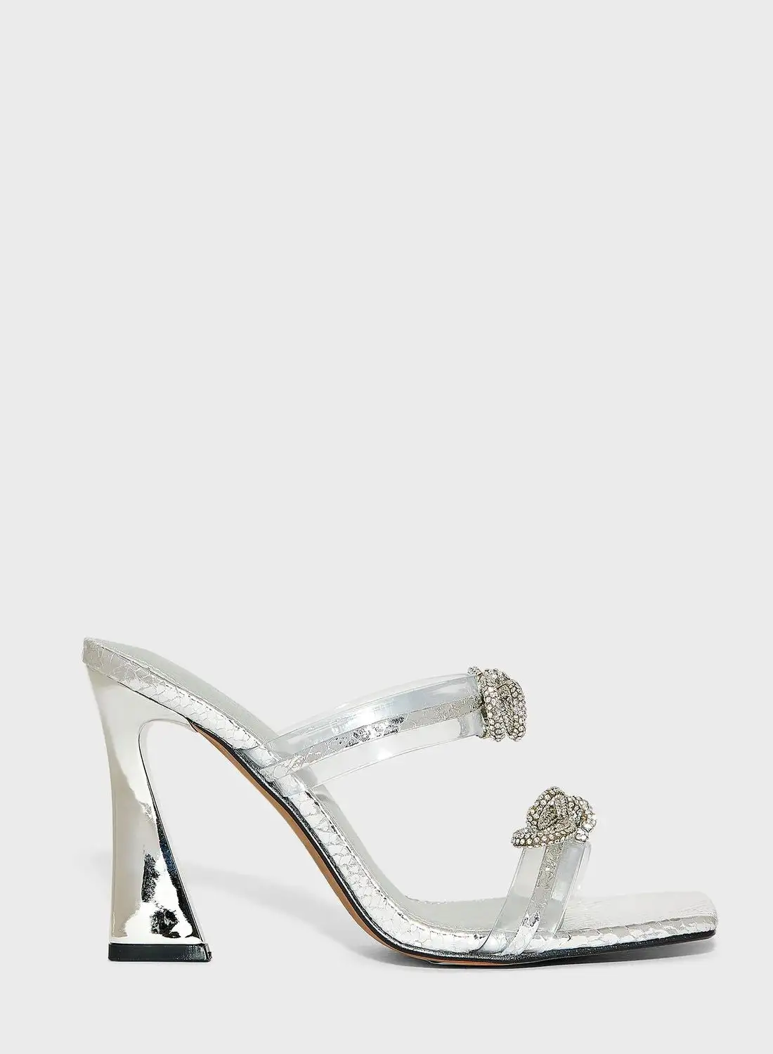 RIVER ISLAND Wide Bow Perspex Mule Sandals