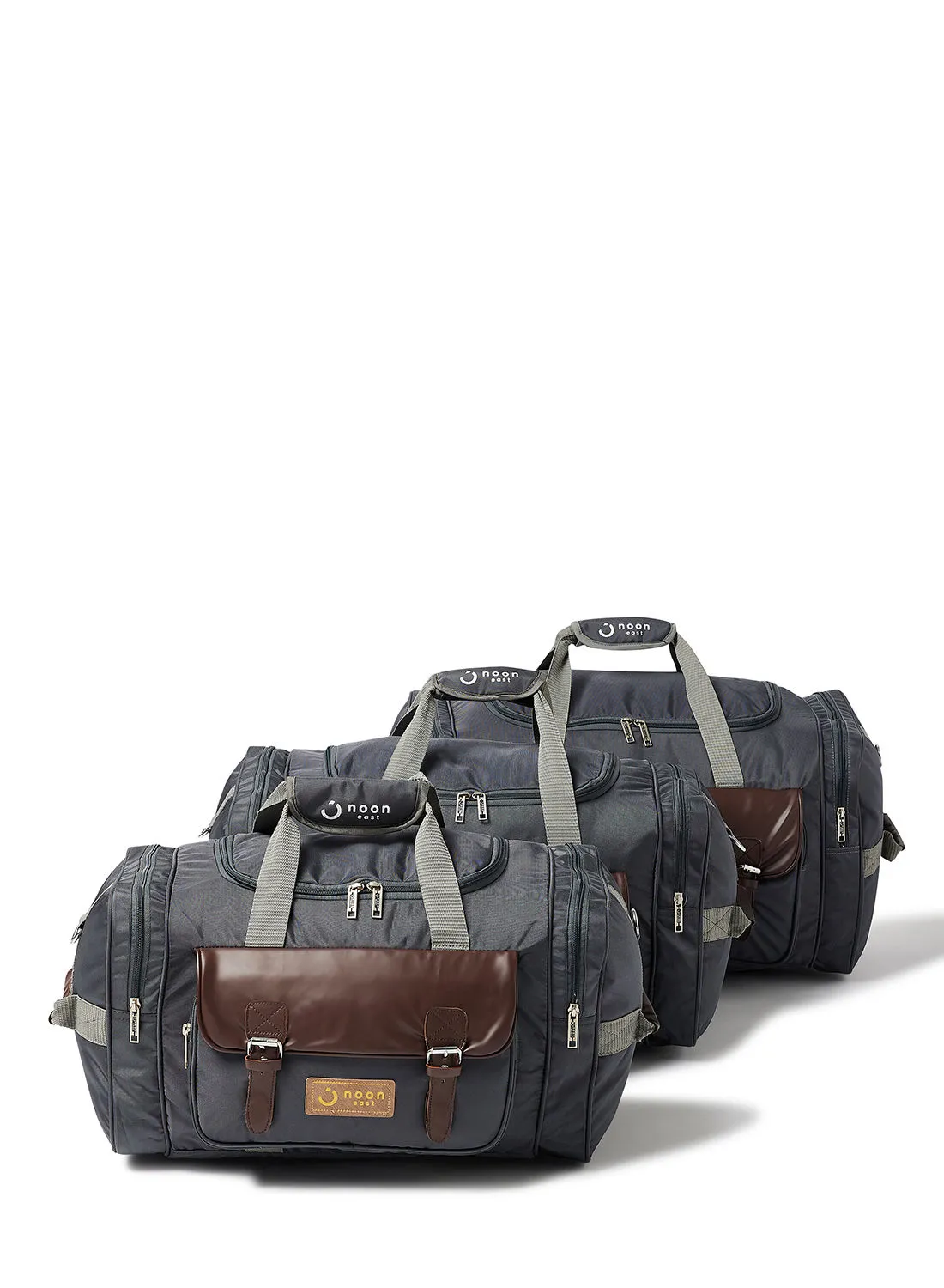 Noon East 3-Piece Lightweight Waterproof Polyester Multipurpose Luggage Duffle Bag/Gym Bag Set 20/22/24 Inch Grey