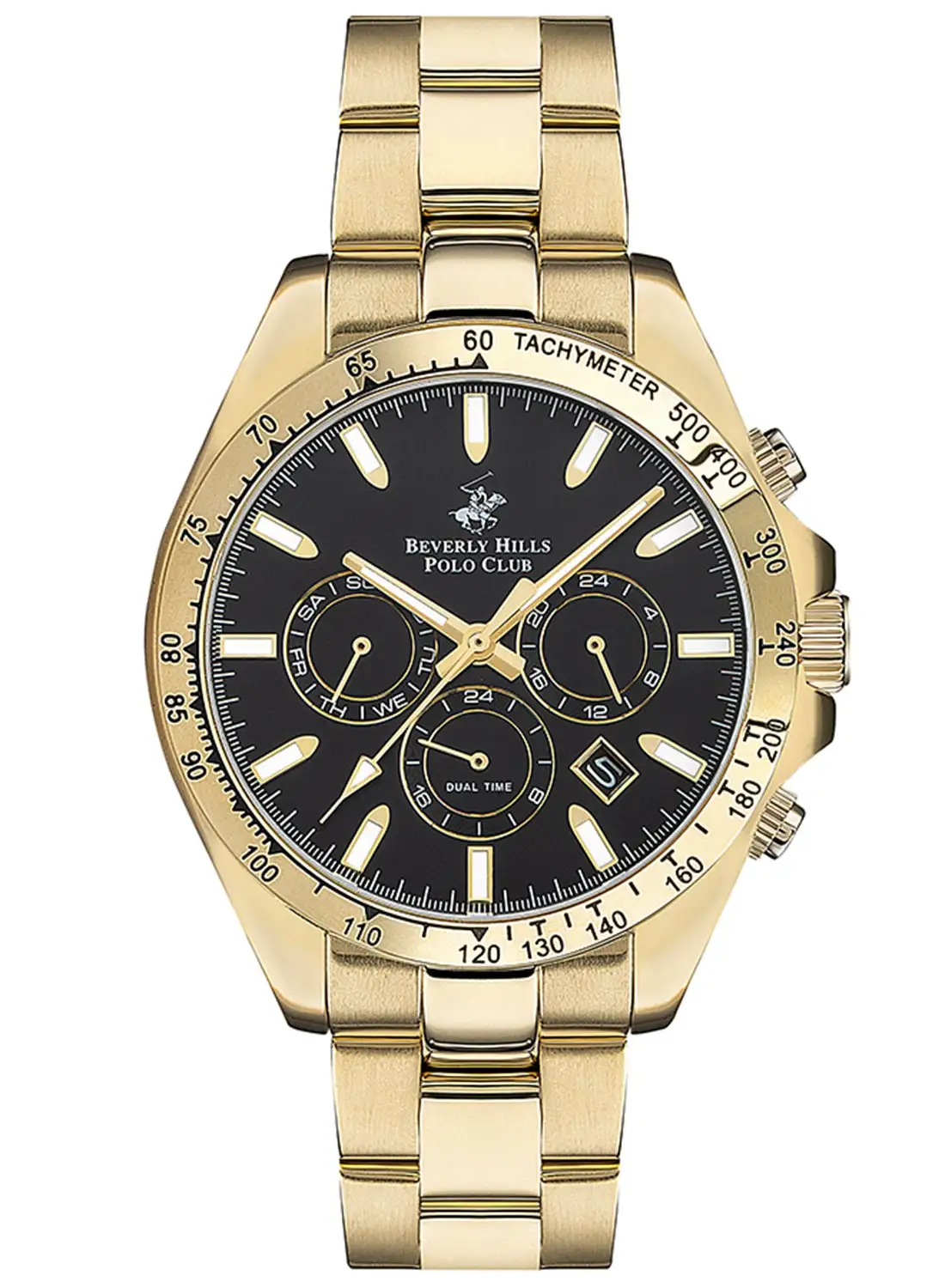 BEVERLY HILLS POLO CLUB Men's Chronograph Tonneau Shape Metal Wrist Watch BP3127X.150 - 34 Mm