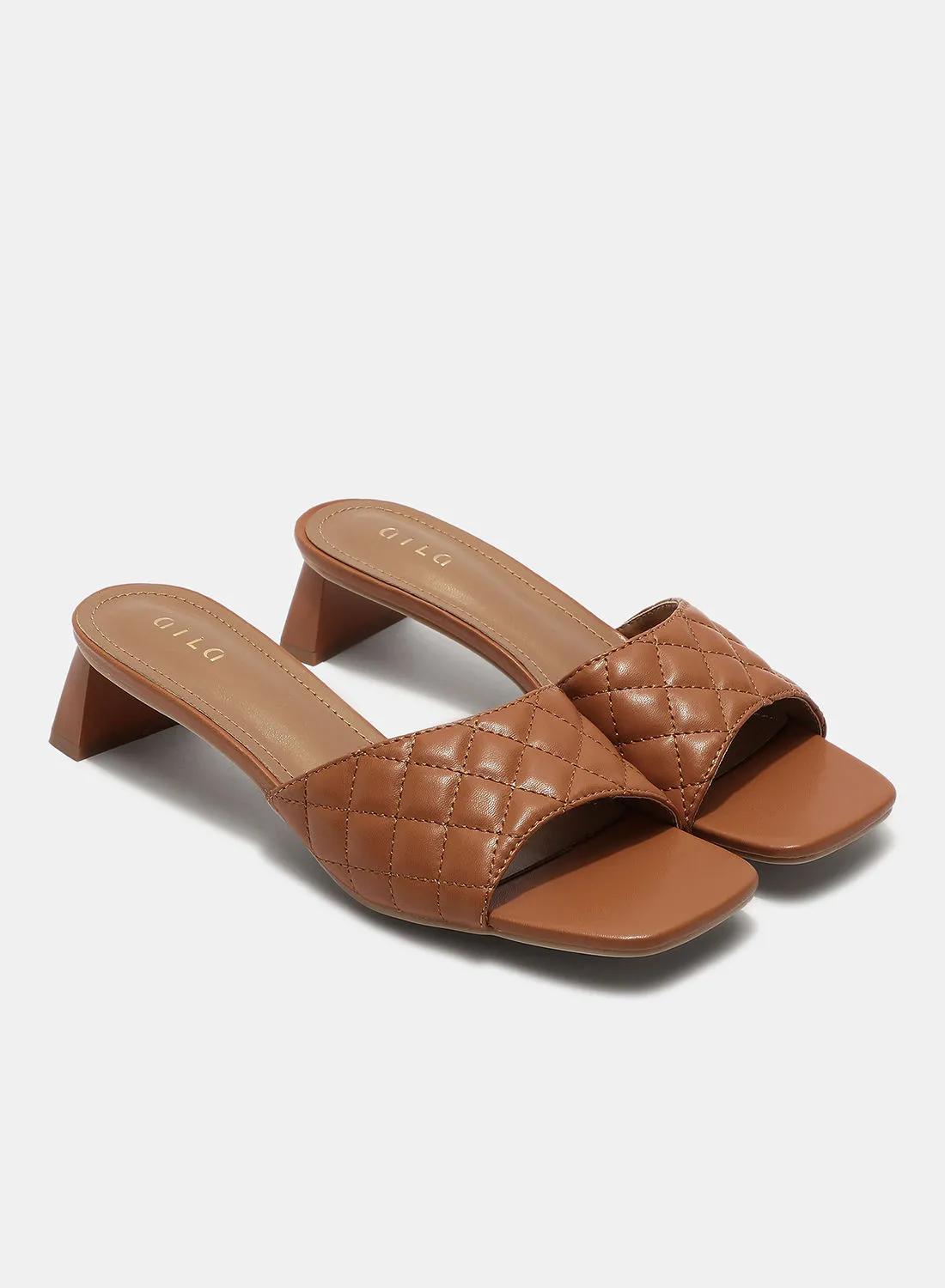 Aila Fashionable Heeled Sandals Tan