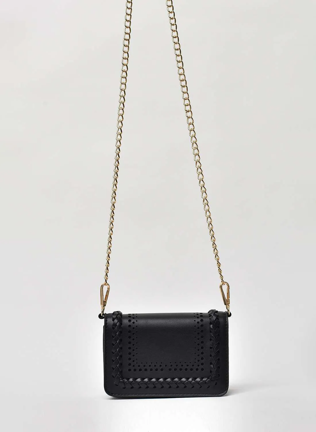 Jove Cut-Out Detail Chain Strap Crossbody Bag Black