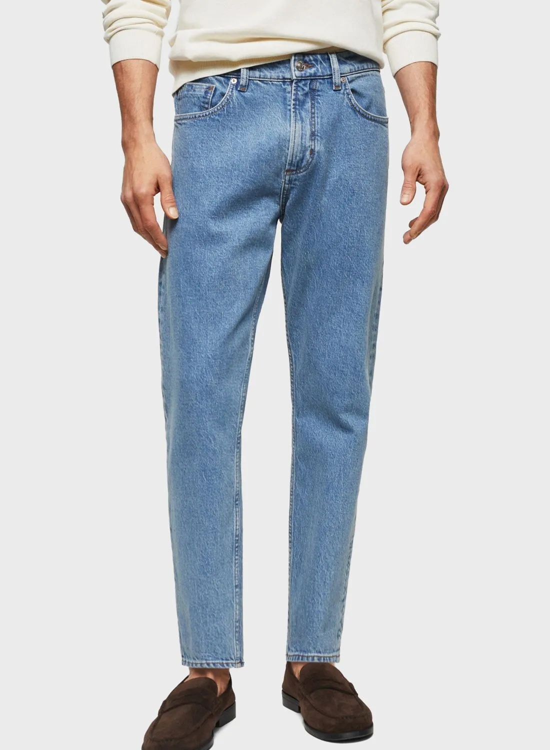 Mango Man Light Wash Tapered Fit Jeans