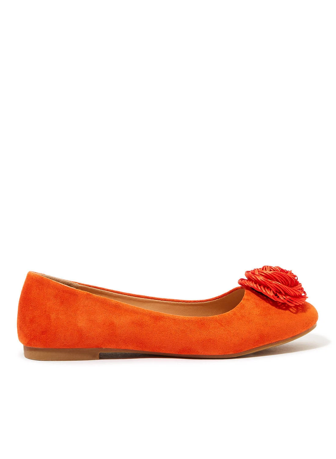 حذاء باليرينا من جوف مزين بالزهور برتقالي