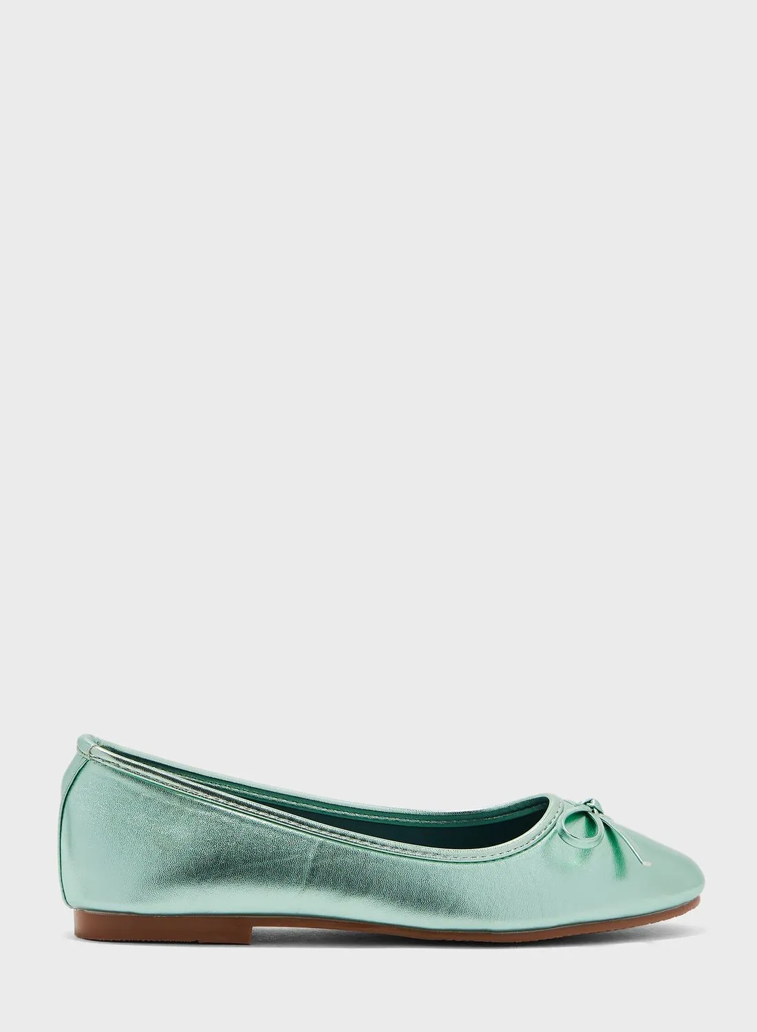 حذاء راقصة الباليه باللون الزنجبيل المعدني باللون الأزرق المخضر