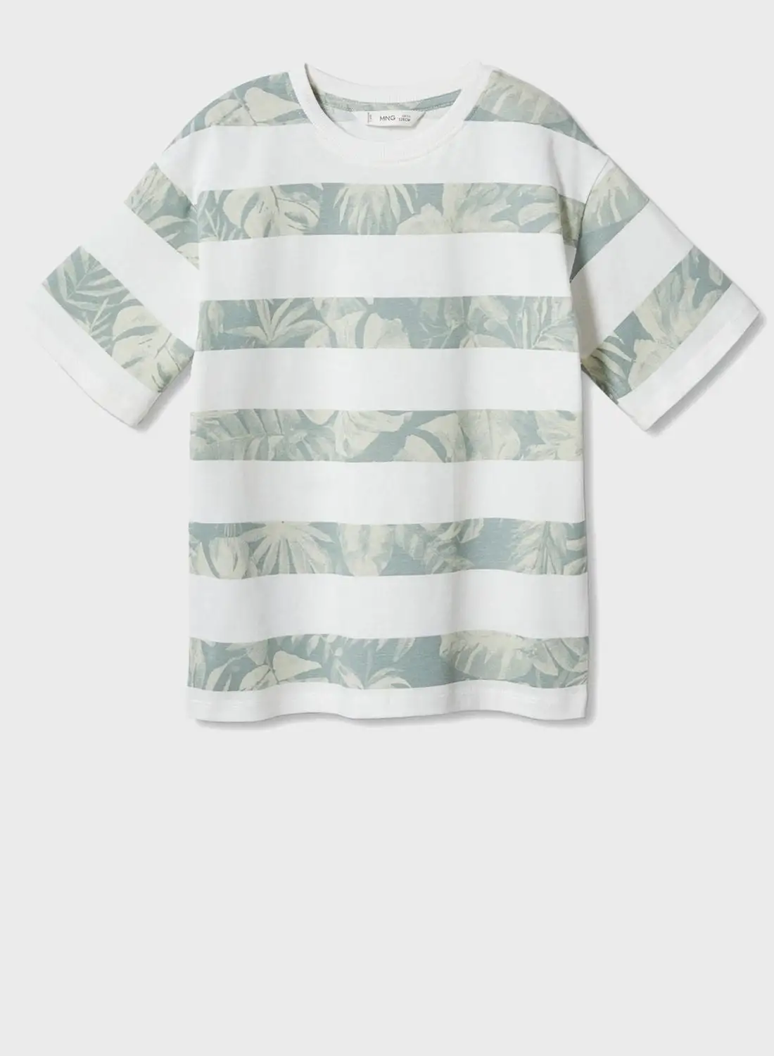 MANGO Kids Stripe Palm Print T-Shirt