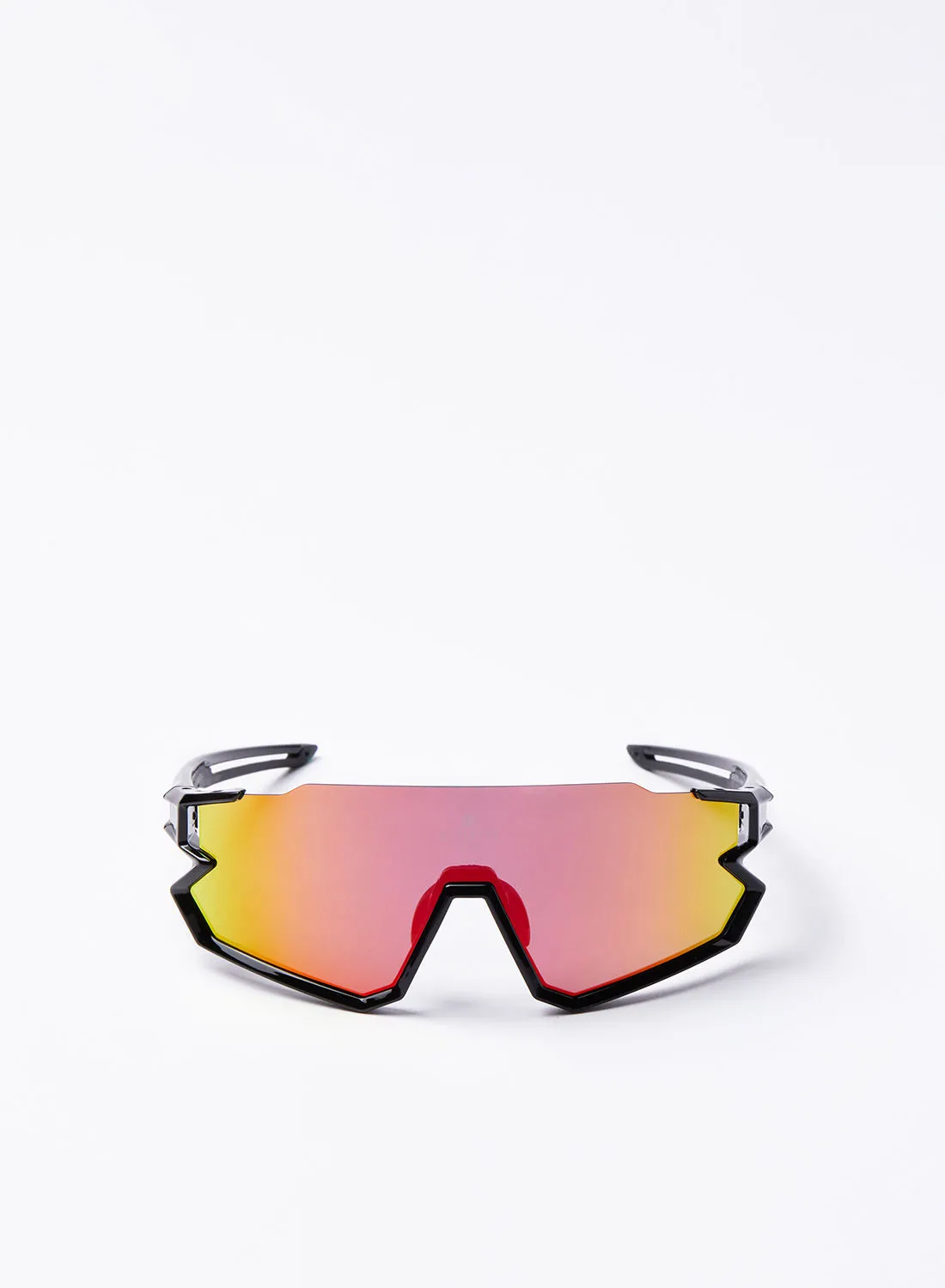 نظارة شمسية رياضية بعجلات السكوتر - Athletiq Club جبل جيس - إطار أسود مع عدسة متعددة الطبقات باللون الأحمر