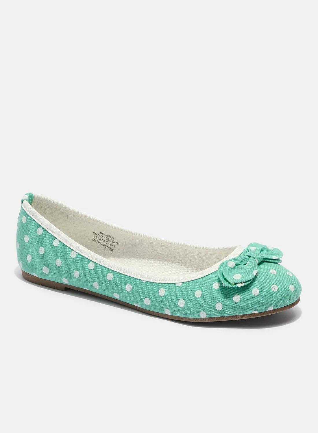 حذاء باليرينا كاجوال سهل الارتداء من أيلا أخضر / أبيض