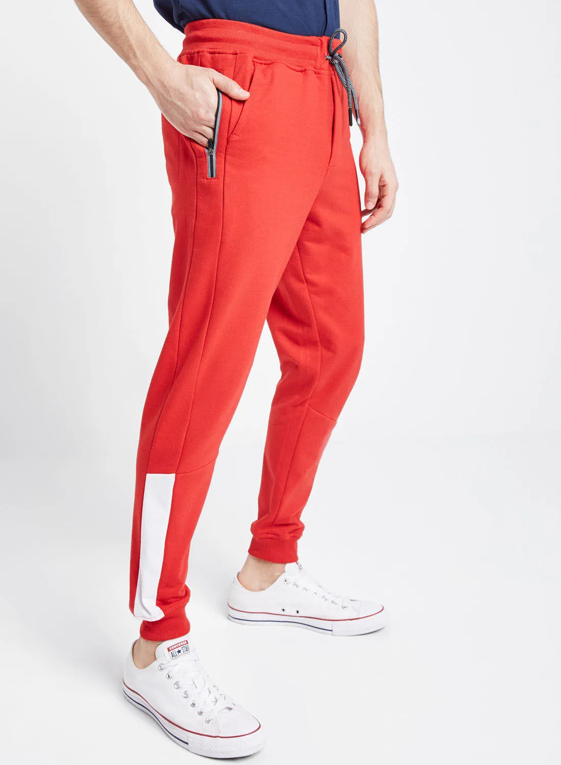 SKULT Contrast Panel Joggers Red