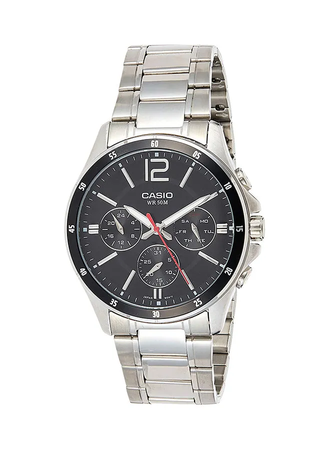 CASIO Men's Metal Analog Wrist Watch MTP-1374D-1AVDF - 44 mm - Silver