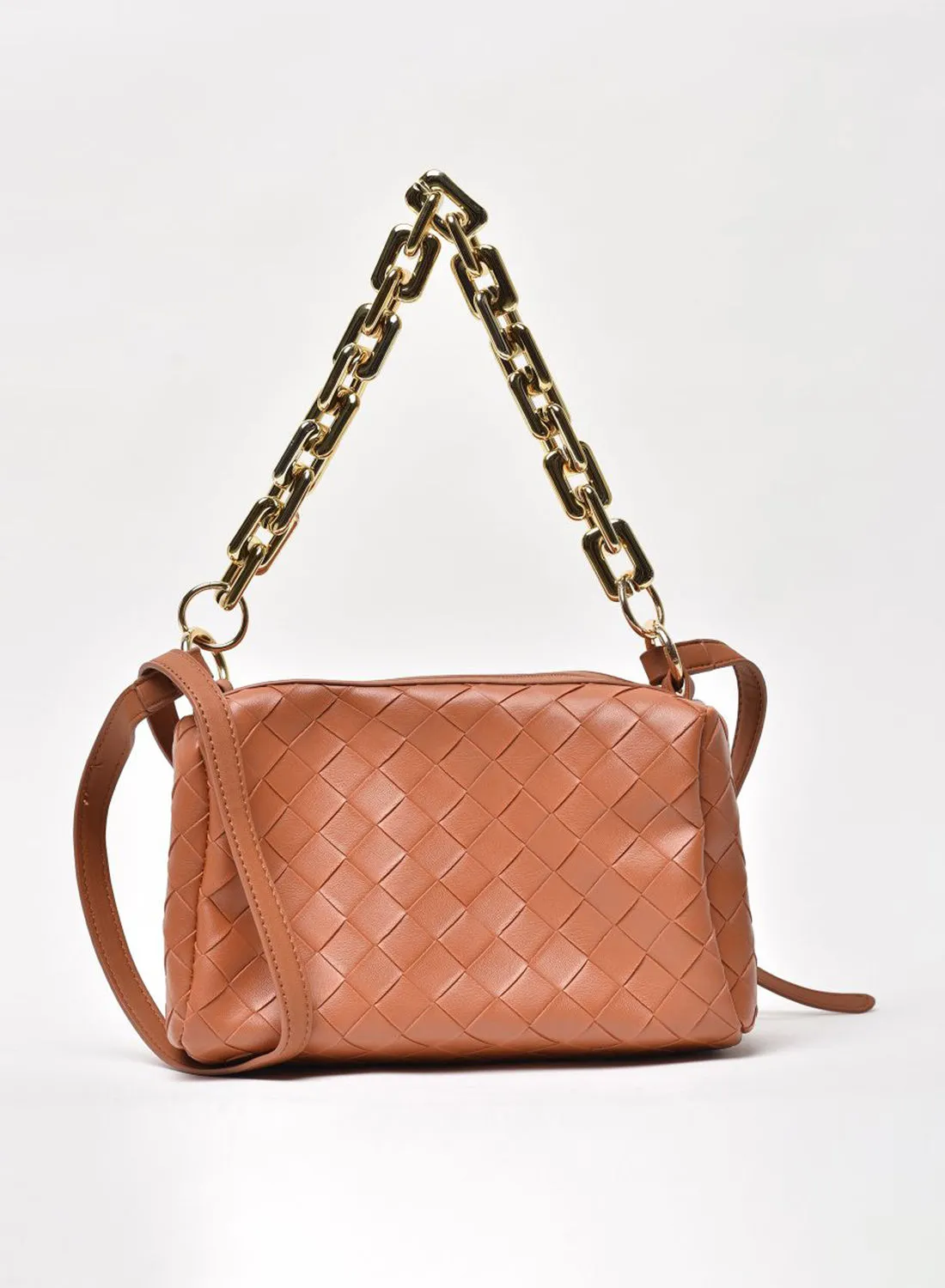 Aila Chain Detail Crossbody Bag For Women Brown