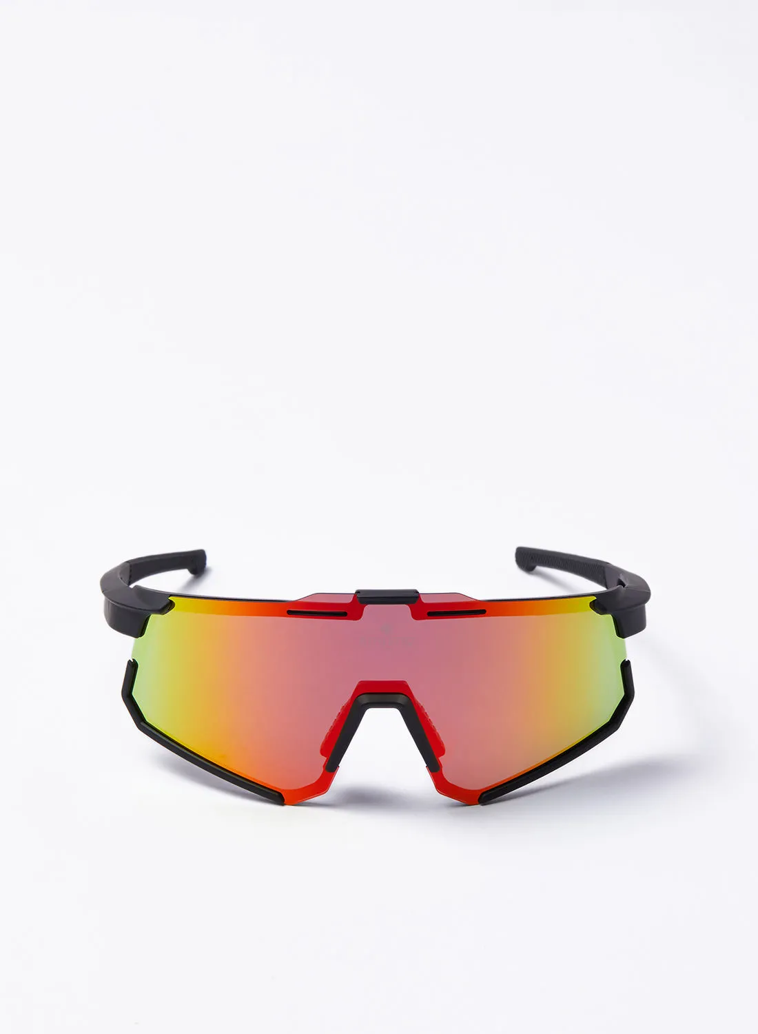 نظارة شمسية رياضية لركوب الدراجات البخارية - Athletiq Club جبل السوداء - إطار أسود مع عدسة عاكسة متعددة الطبقات باللون الأحمر