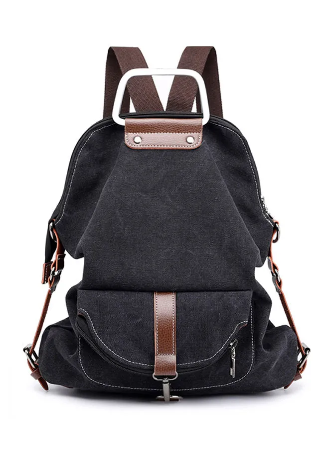 Generic Adjustable Strap Canvas Backpack Black