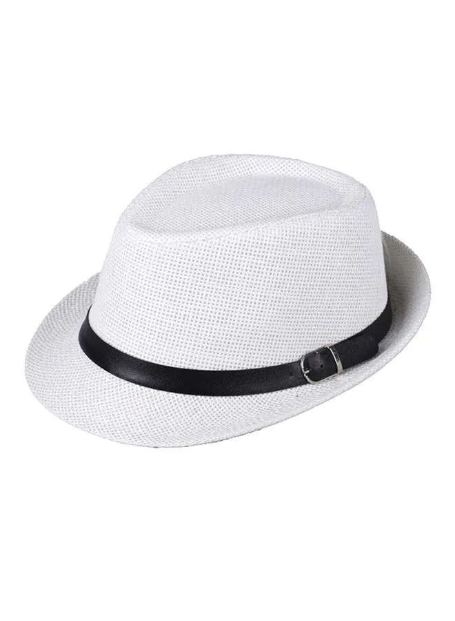 Generic Fedora Trilby Hat With Belt White/Black