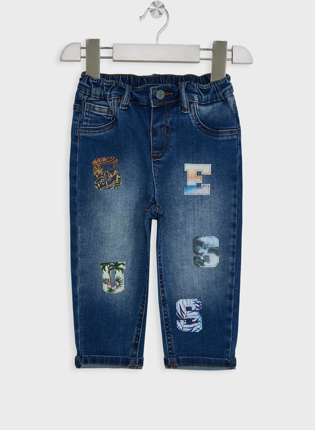GUESS Kids Logo Mid Wash Straight Fit Jeans