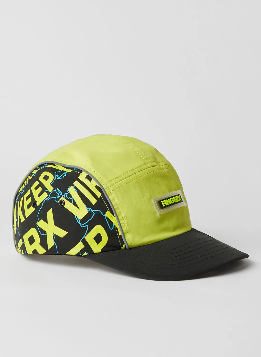 FINGERCROXX قبعة مطبوعة بشعار متباين أصفر