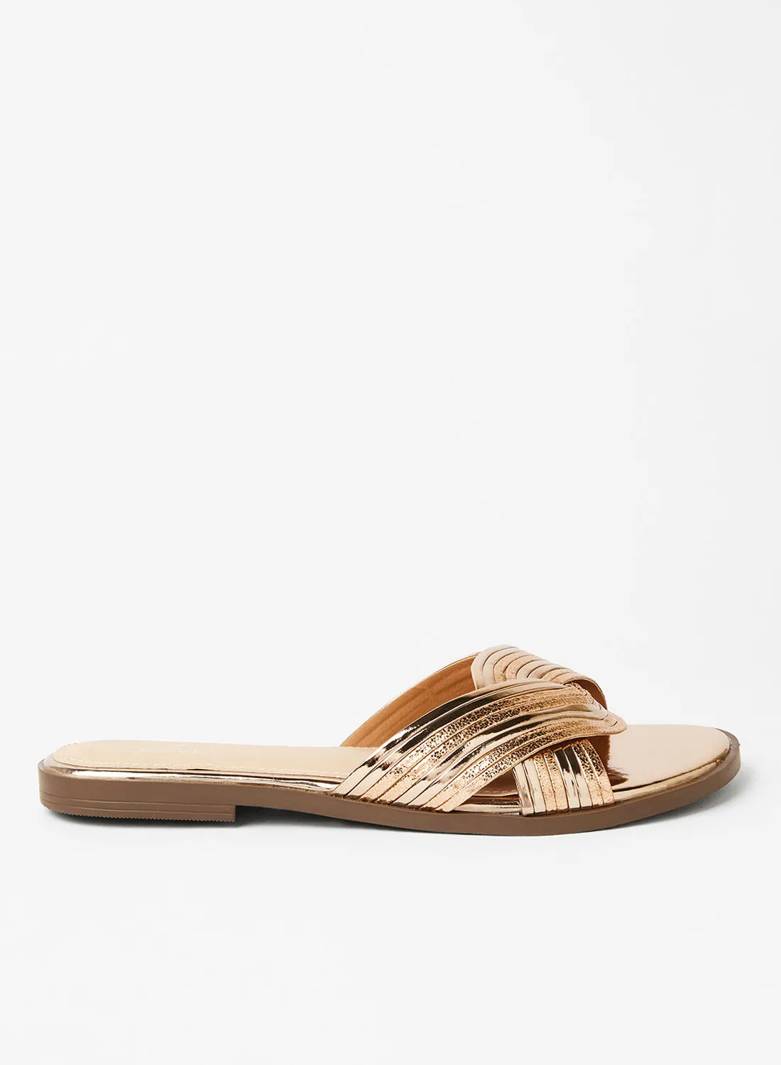 Jove Casual Slip-On Flat Sandals Gold/Silver