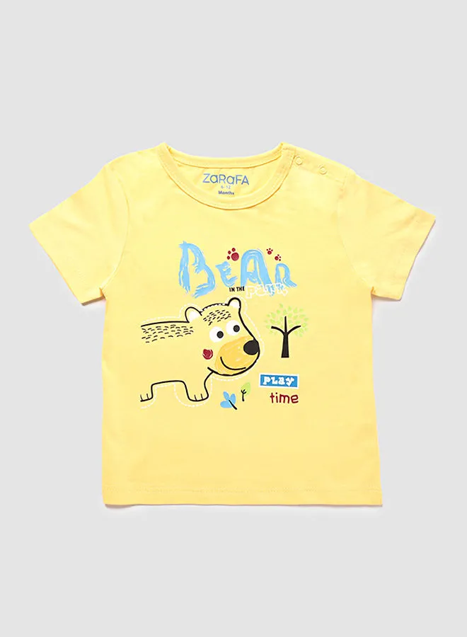 Zarafa Baby Boys Round Neck Short Sleeve T-Shirt Light Yellow