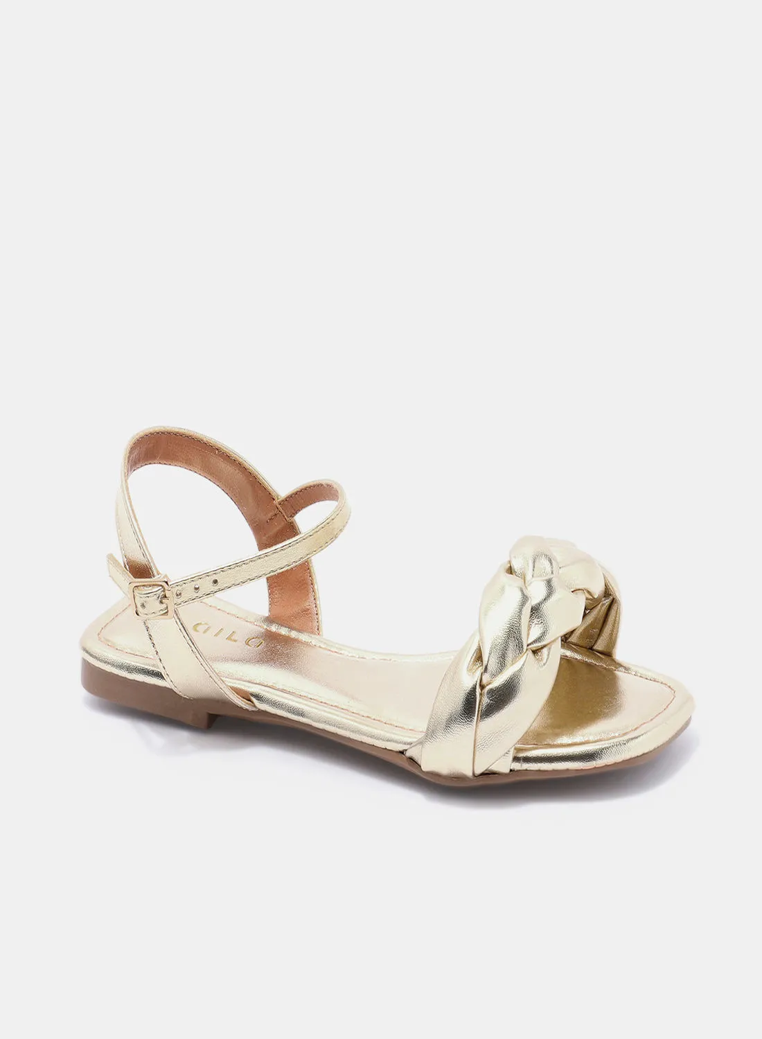 Aila Casual Plain Flat Sandals Gold