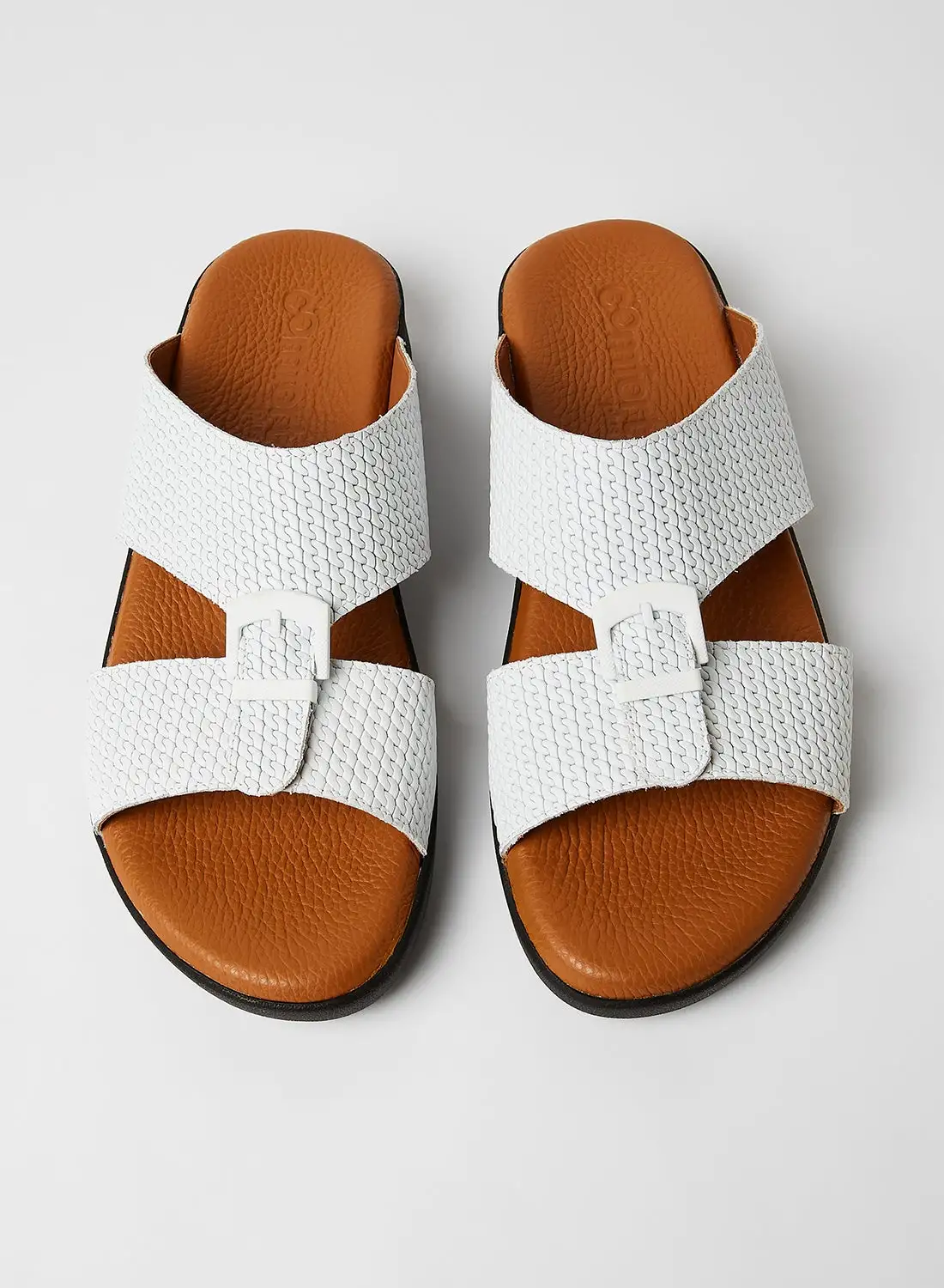Comfort Plus Braid Textured Strap Sandals White