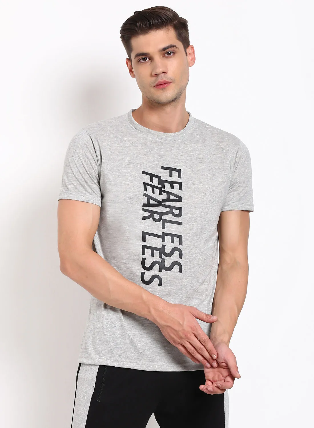 Campus Sutra Casual Crew Neck T-Shirt Grey