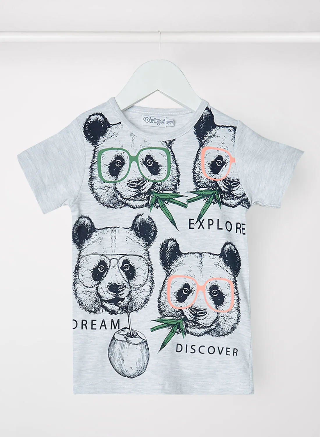 Dirkje Baby/Kids Bear Print T-Shirt Grey Melange