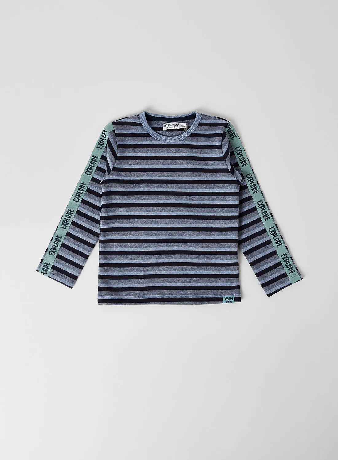 Dirkje Stripe Pattern Long Sleeve Sweatshirt Blue melee + navy