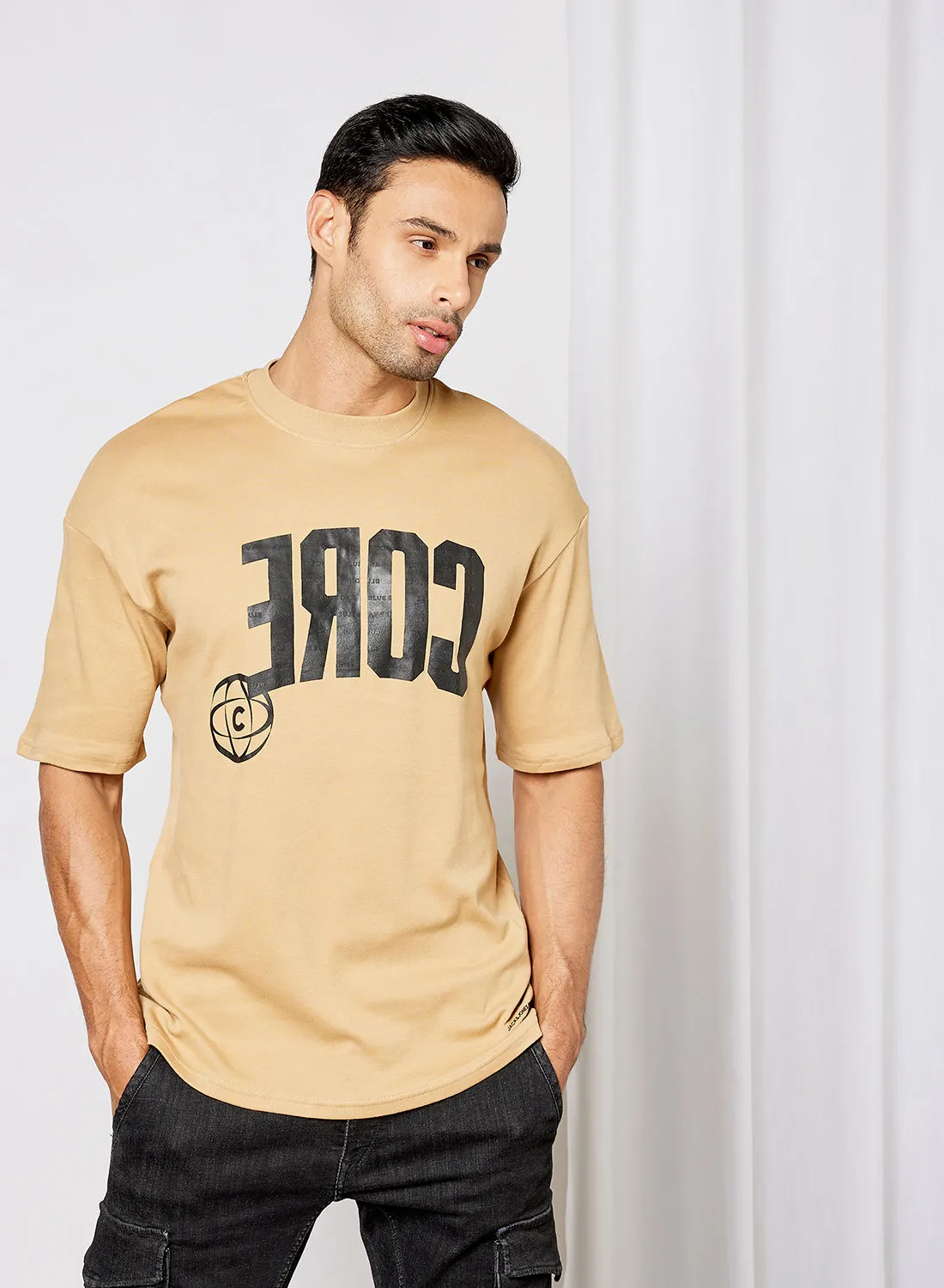 JACK & JONES Core Crew Neck T-Shirt Brown
