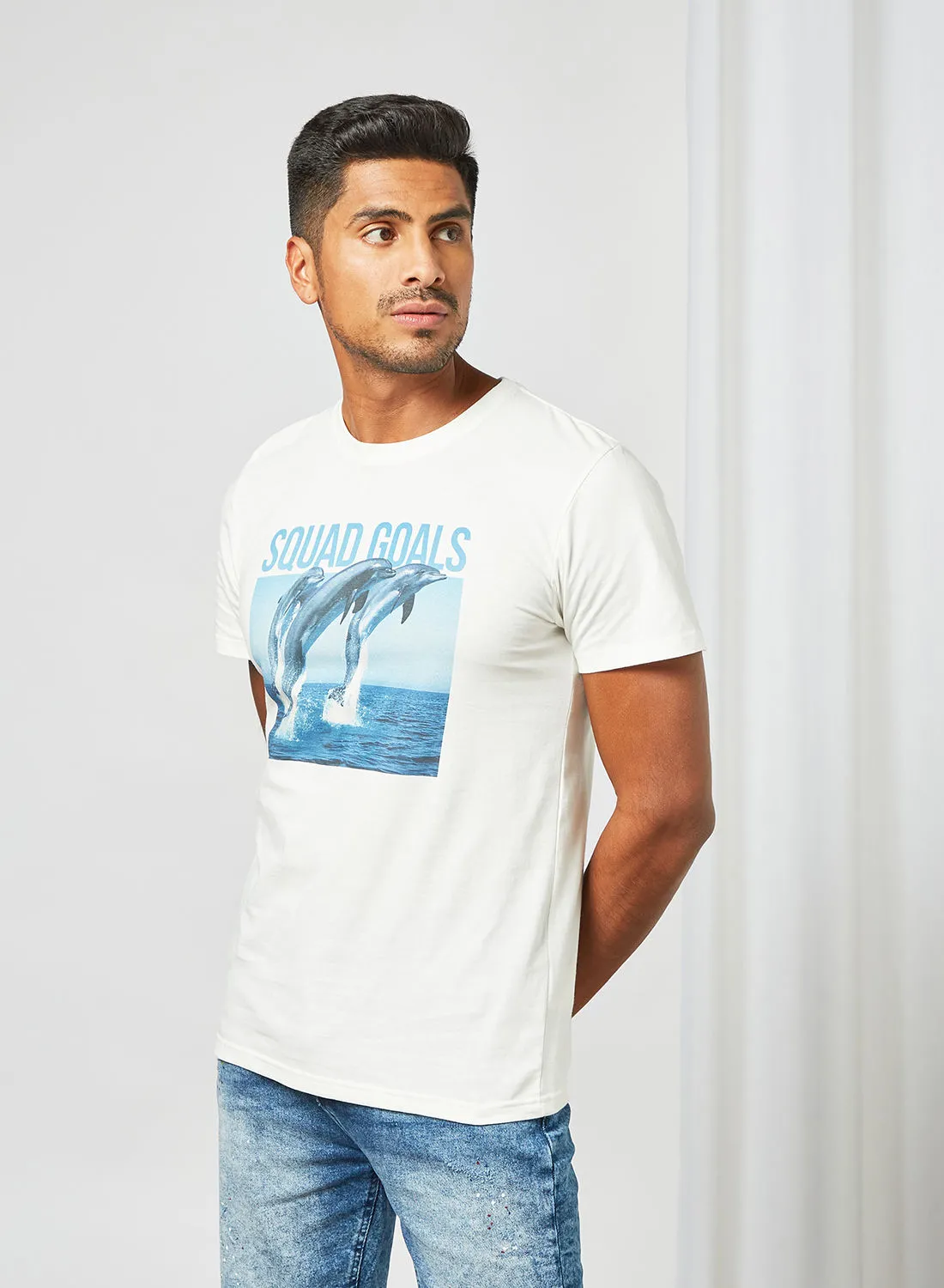 DEDICATED Whale Graphic Print T-Shirt Off-White