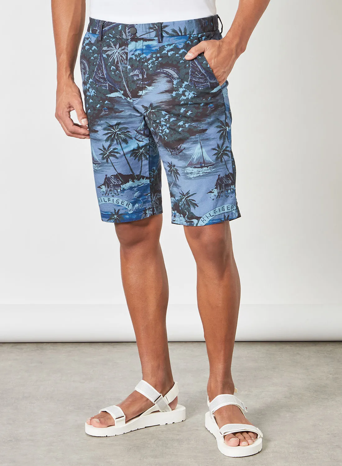 TOMMY HILFIGER Hawaiian Print Shorts Blue/Green