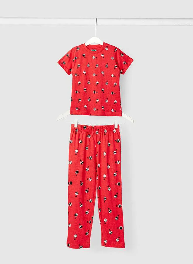 RAHA Boys Printed Pyjama Set Red