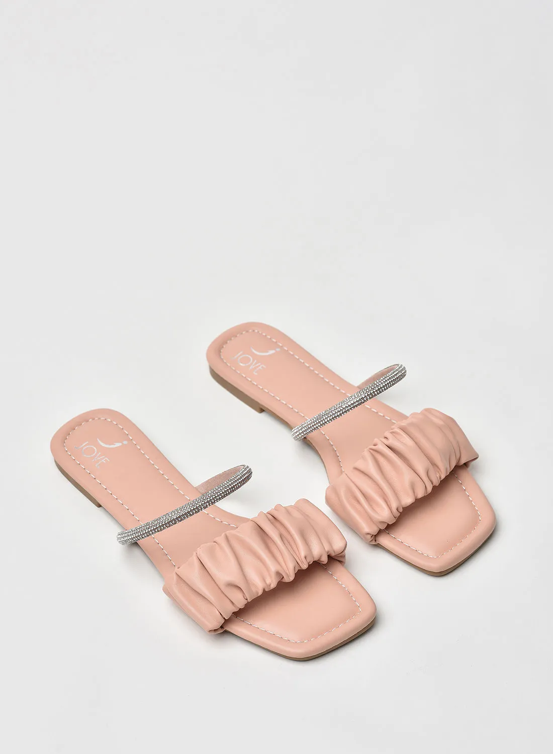 Jove Stylish Elegant Flat Sandals Pink