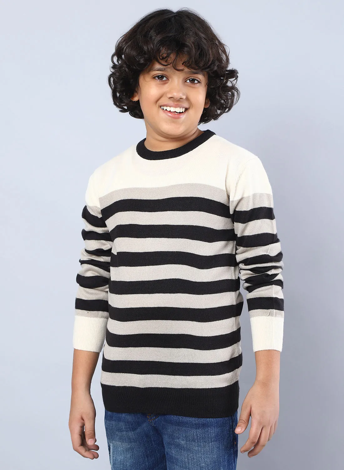 NEON Boy Casual Long Sleeve Sweater Black/White