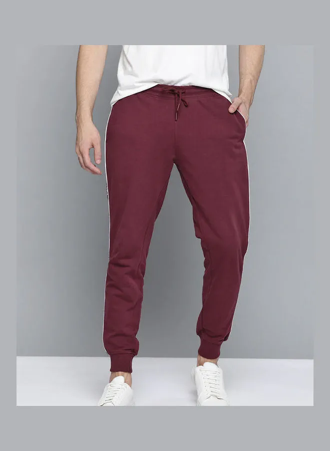 Mast & Harbour Elasticated Casual Track Pants Maroon Red