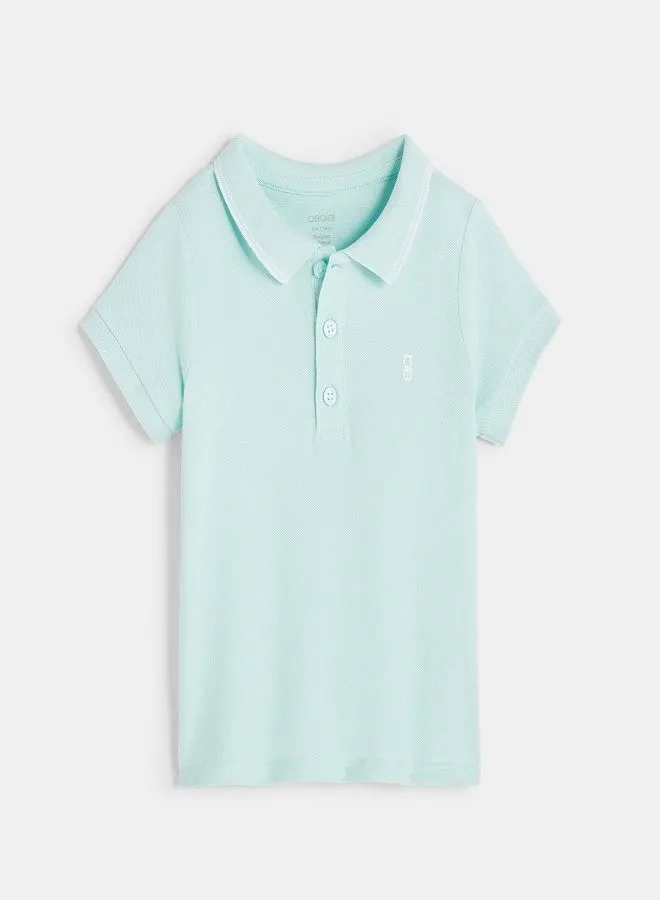 OBAIBI Plain Colored Pique Knit Polo Shirt Aqua Green