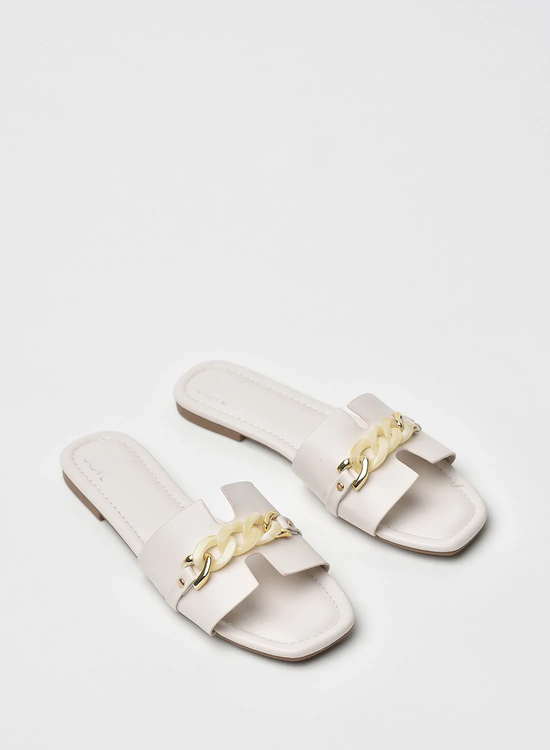 Jove Stylish Elegant Flat Sandals White