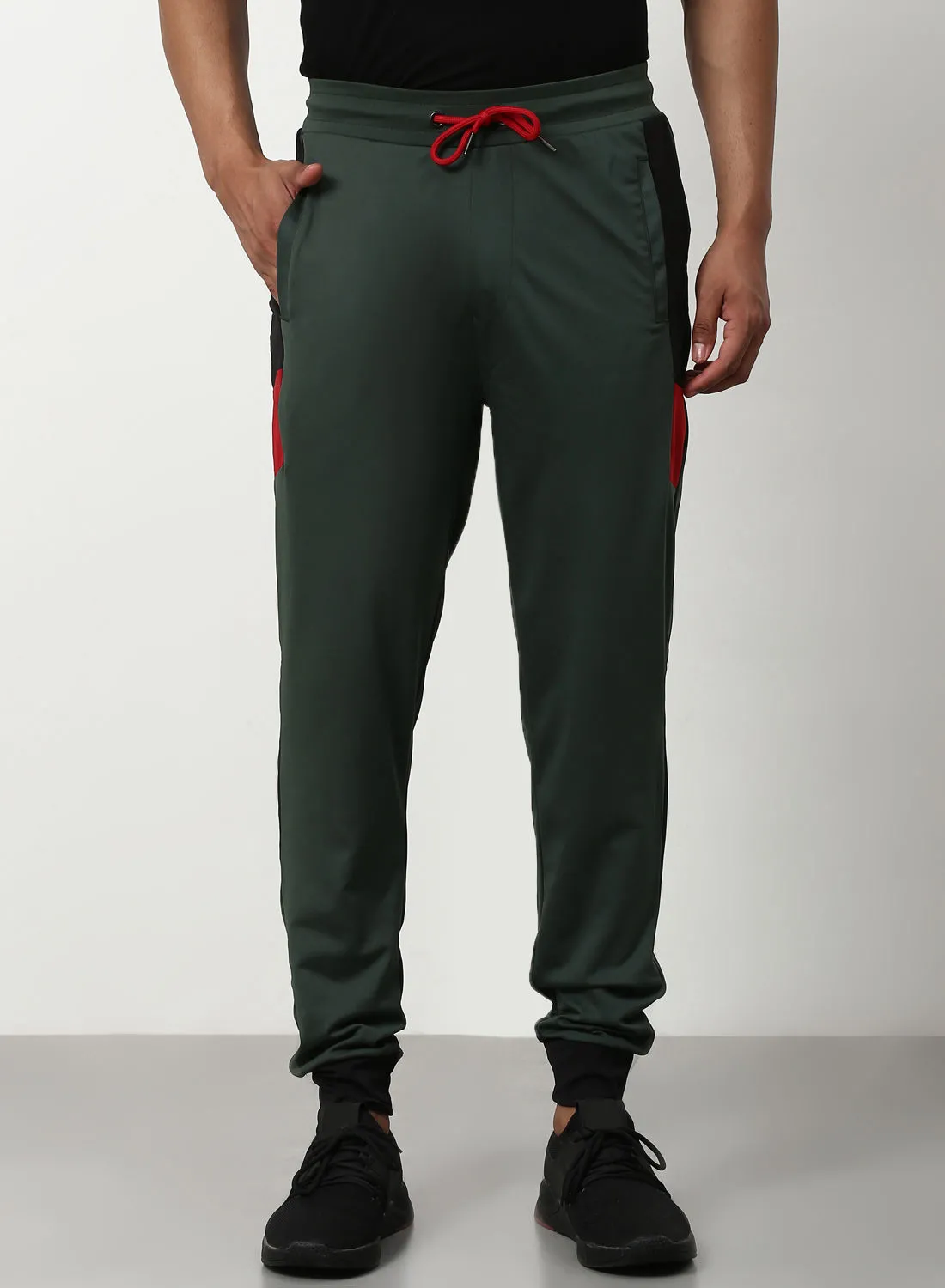 ABOF Active Wear Joggers Green/Red