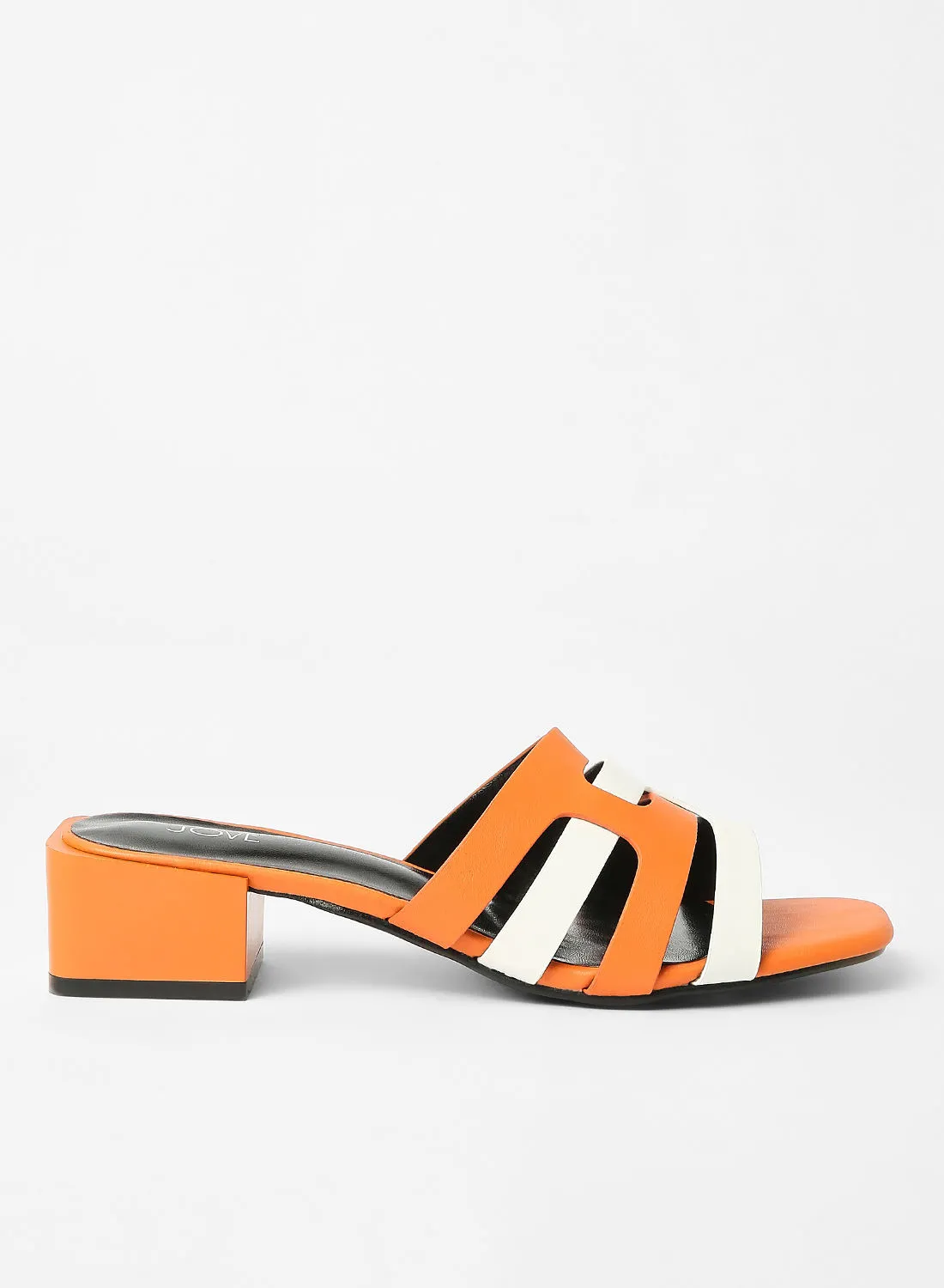 Jove Fashionable Heeled Sandals Orange/White