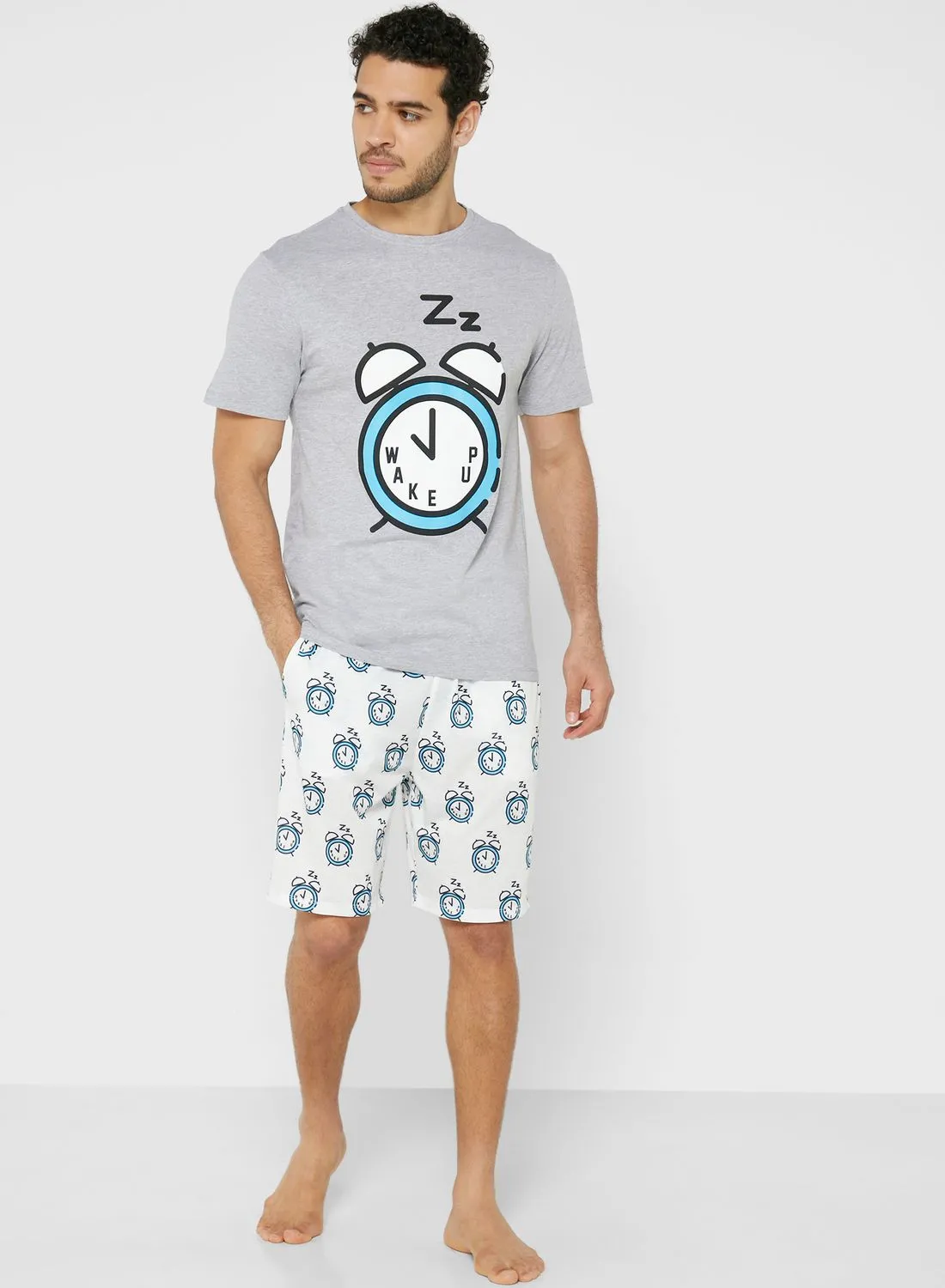 Seventy Five Printed T-Shirt & Pyjama Shorts Set