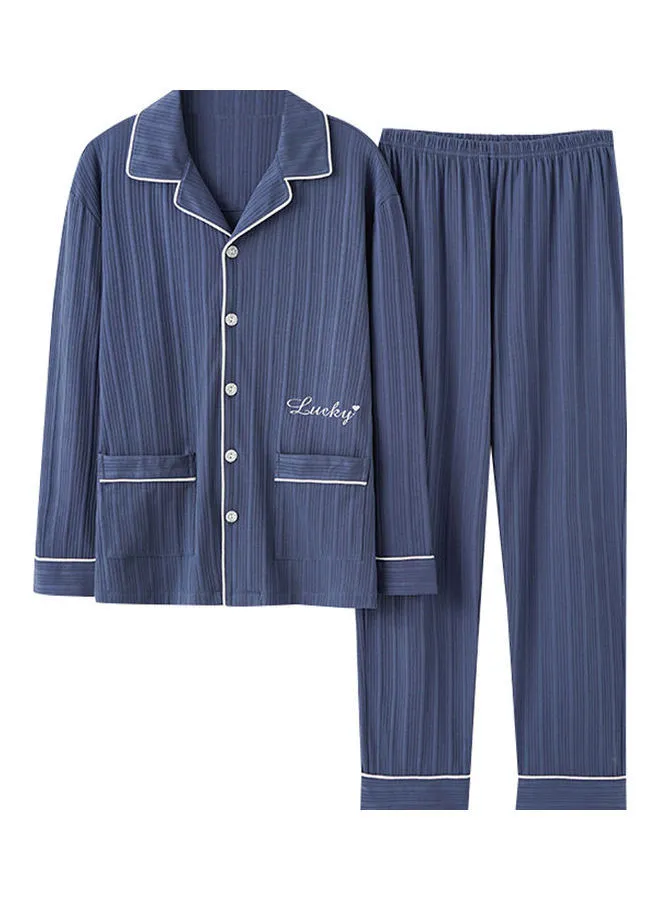 Joychic 2-Piece Striped Pyjama Set Blue
