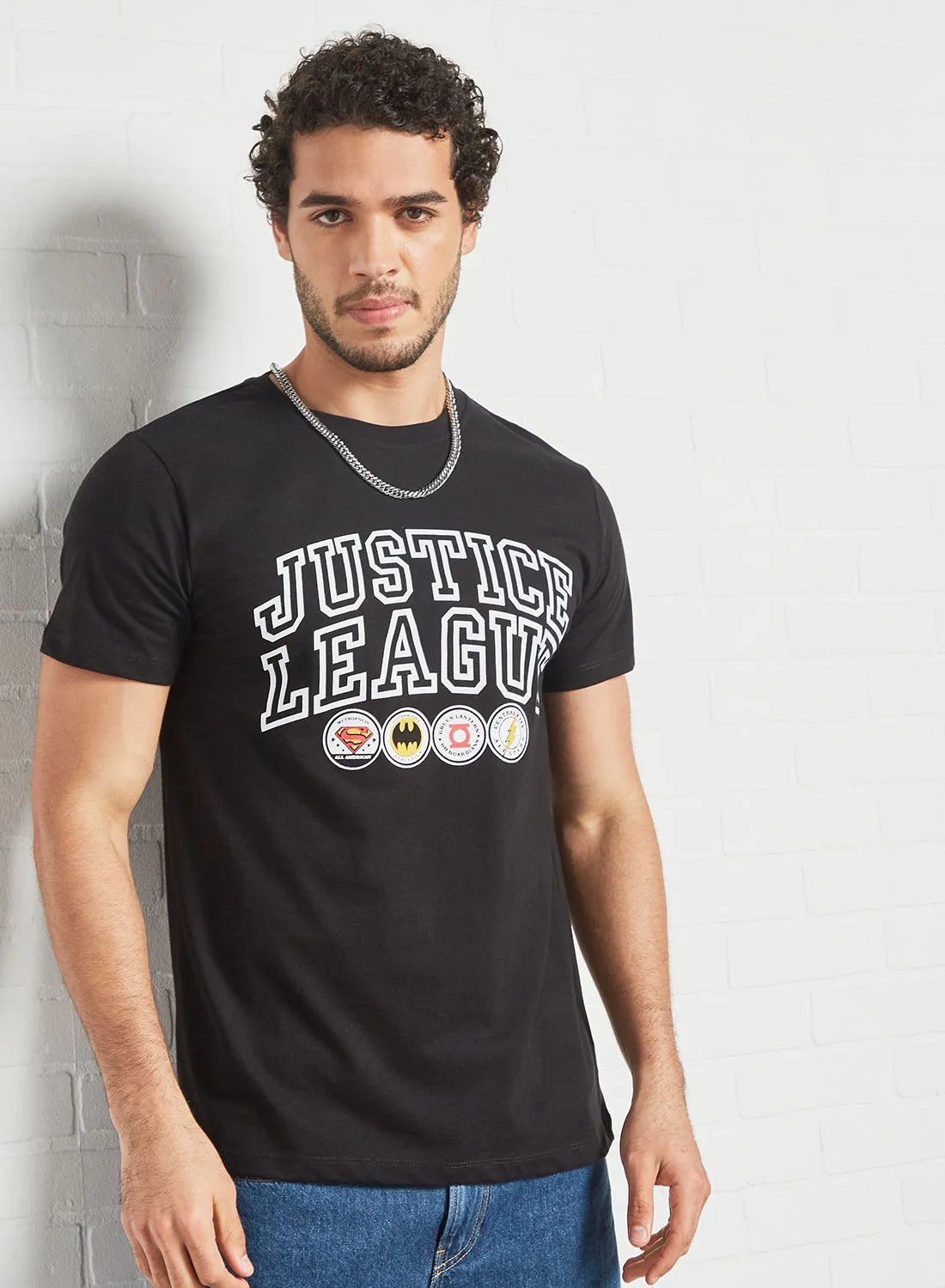 STATE 8 Justice League Print T-Shirt Black