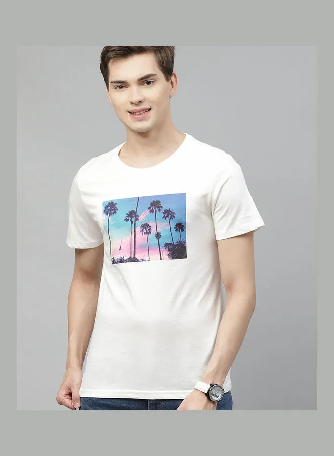 Mast & Harbour Printed Casual T-Shirt White