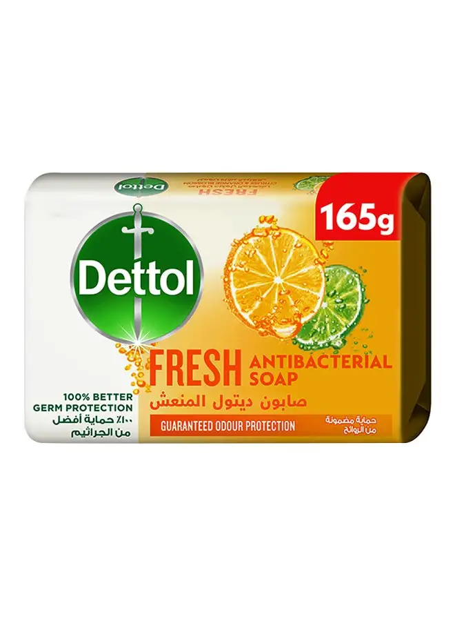 Dettol Fresh Anti-Bacterial Bathing Soap Bar, Citrus And Orange Blossom Fragrance 165grams