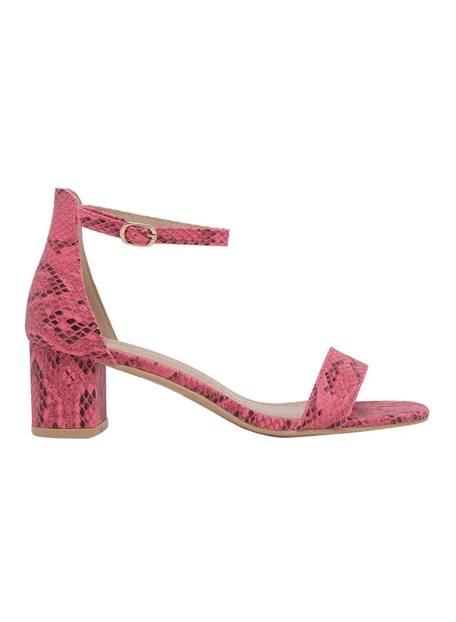 Deezee Snake Printed Slingback Sandals Pink