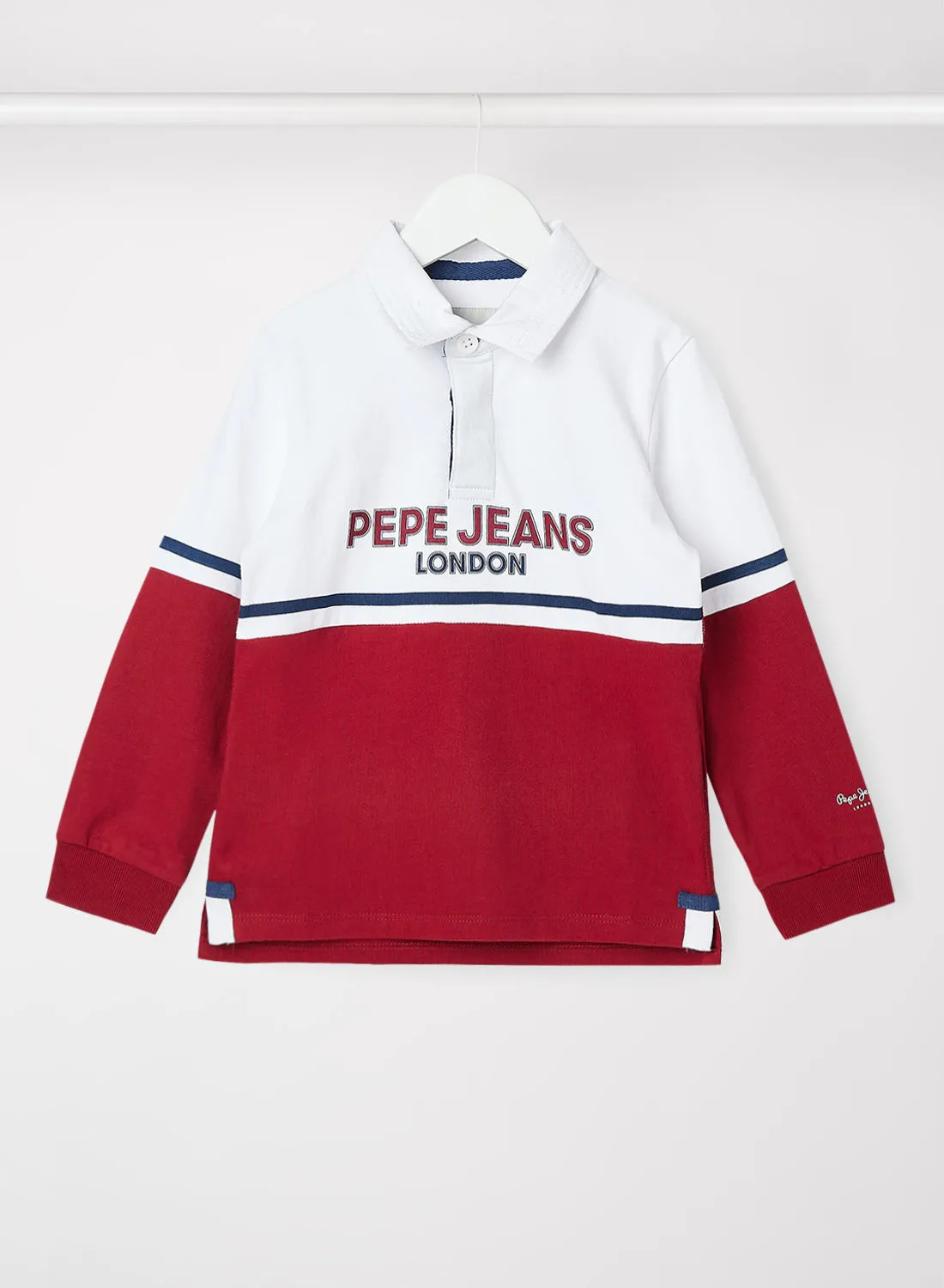 Pepe Jeans LONDON Boys Pelayo Rugby Style Polo Red/White