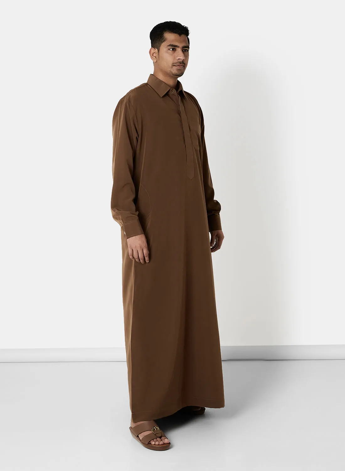 SIVVI for SAQR Premium Chest Pocket Saudi Kandora Dark Brown