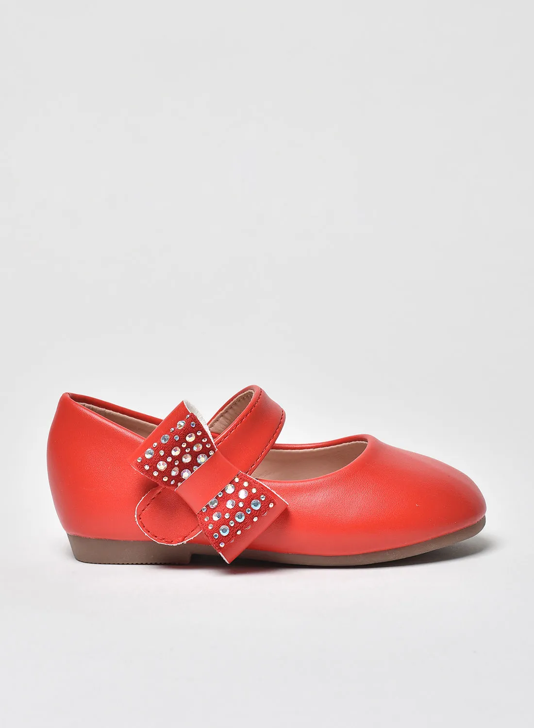 حذاء باليرينا مسطح من أيلا فيلكرو أحمر