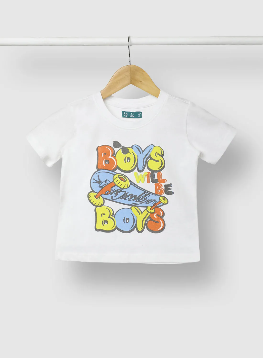 RAHA Boys Printed T-Shirt White