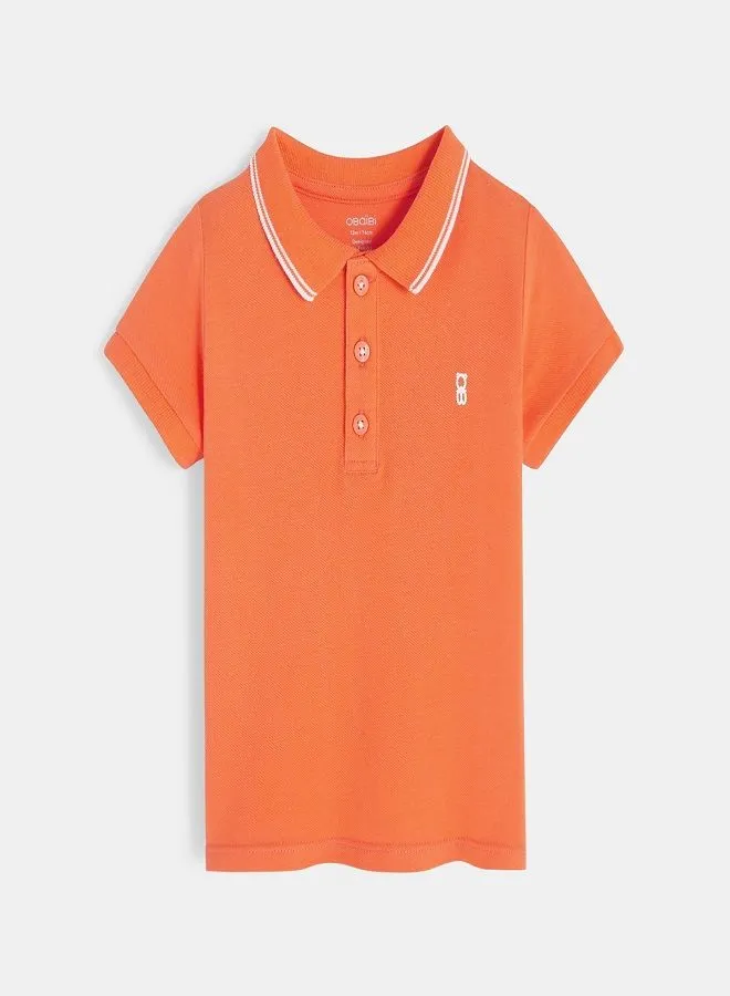 OBAIBI Plain Colored Pique Knit Polo Shirt Orange