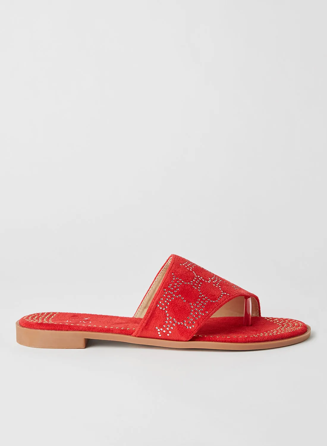 Jove Strap Detail Flat Sandals Red