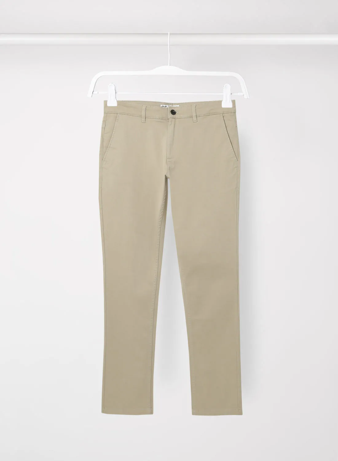 R&B Full Length Plain Chinos With Pocket Detail And Belt Loops Light Beige